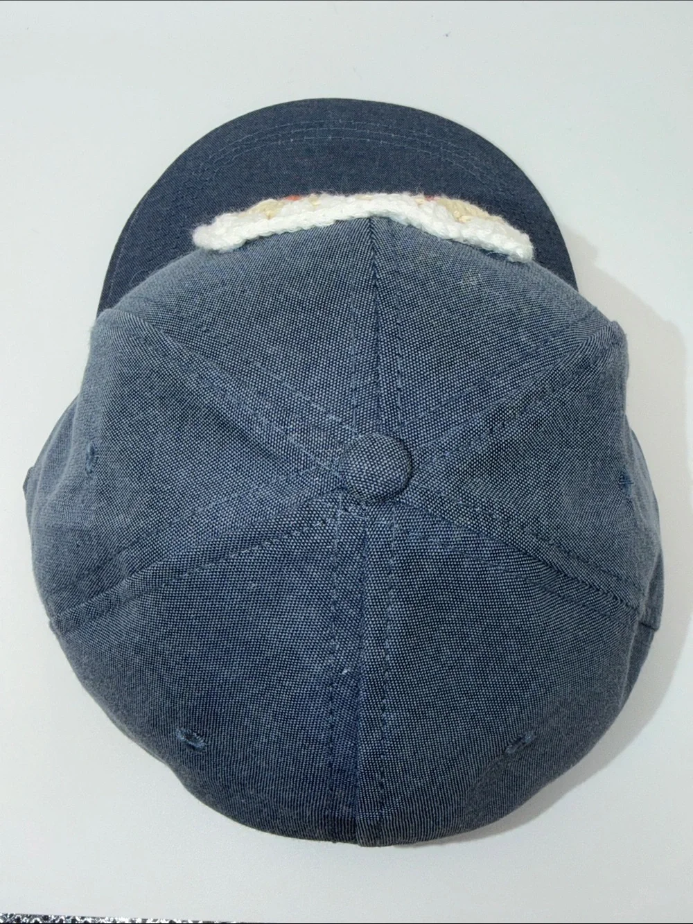 Handmade Blue Denim Crochet Granny Square Baseball Cap Retro Boho Trucker Hat